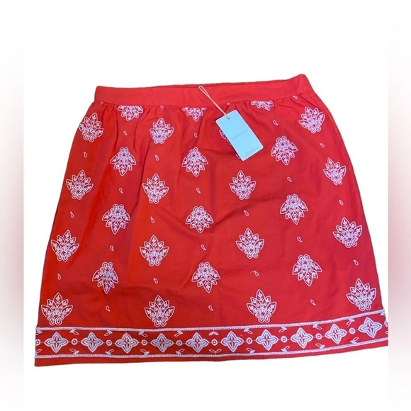 Skies are blue Red Embroidered linen Blended Skirt - Picture 1 of 8